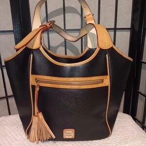 Dooney & Bourke Black and Tan Leather Tote